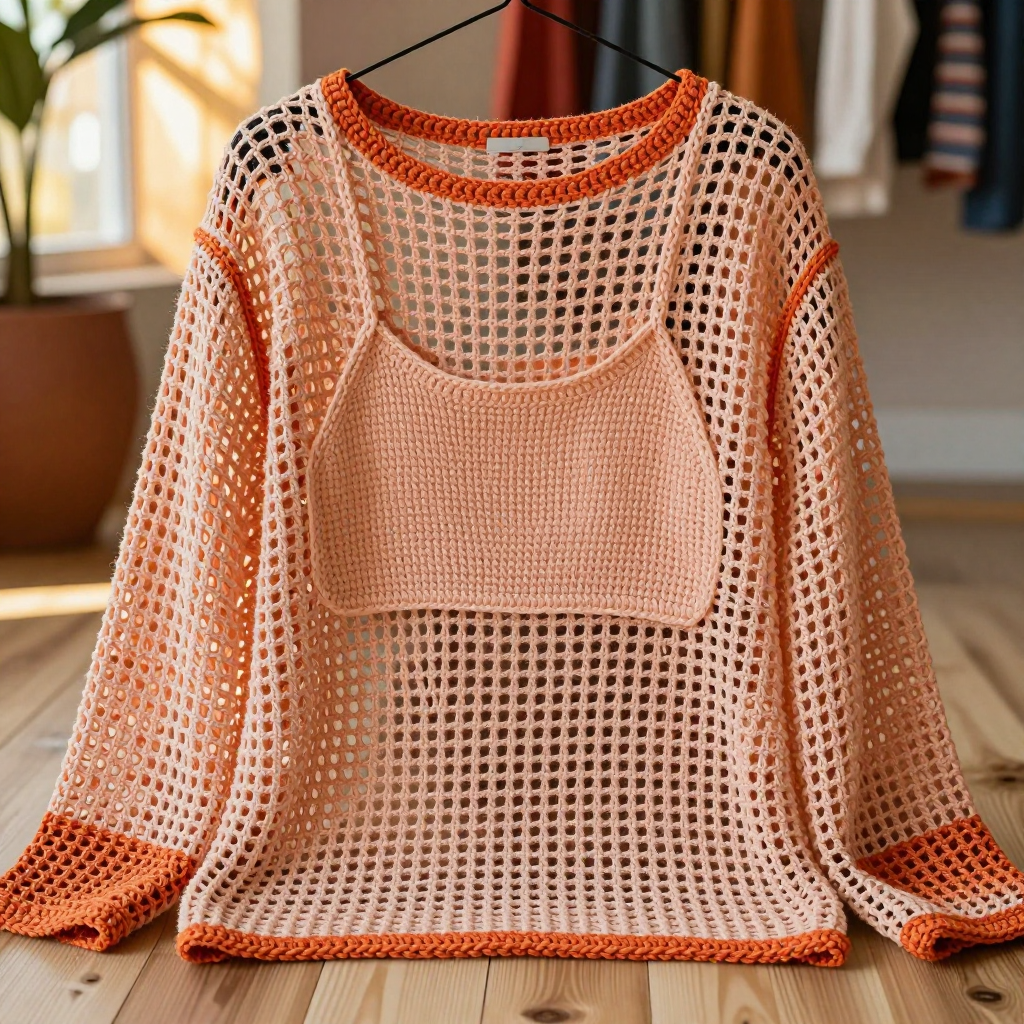 Apricot Net Overshirt and Cami: Free Crochet Pattern