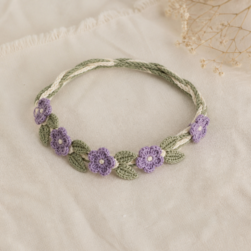 Crochet Delicate Floral Braided Headband Free Pattern