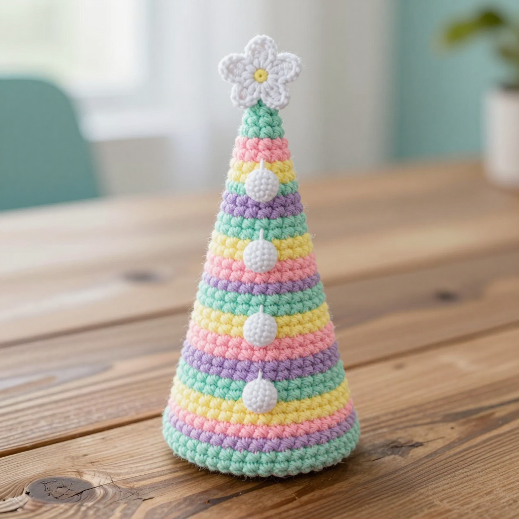 Meteor Shower Striped Finger Cone Free Pattern: Pastel Candy Crochet Finger Puppet