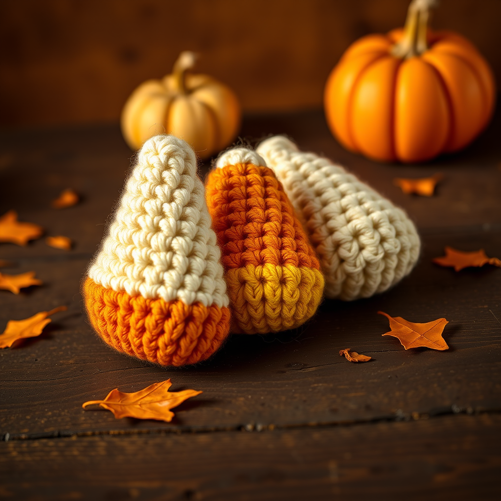 The Harvest Moon Candy Corn Trio: A Free Crochet Pattern for Textured, Heirloom Halloween Decor
