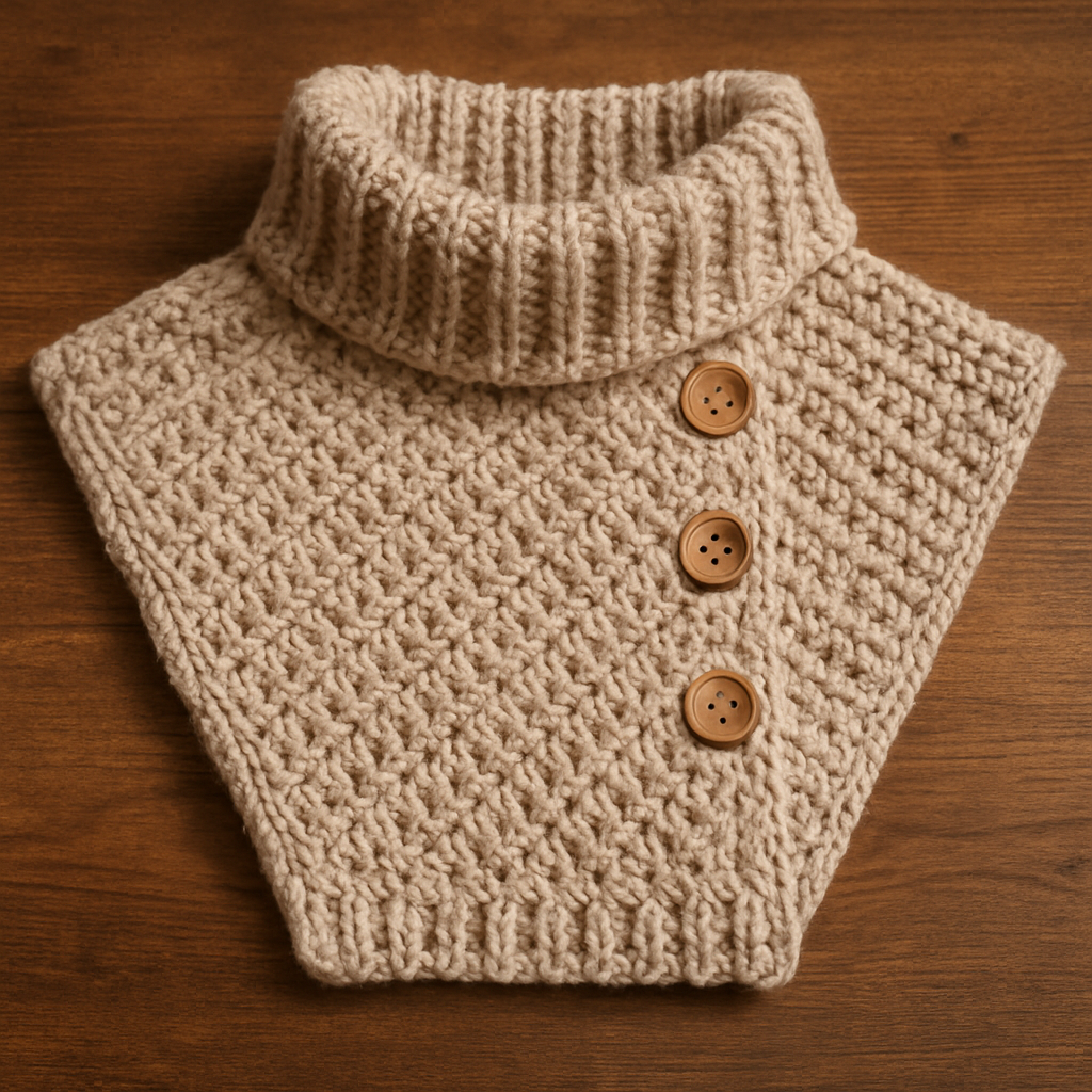 Crochet Snug Textured Ribbed Cowl with Oversized Buttons Free Pattern