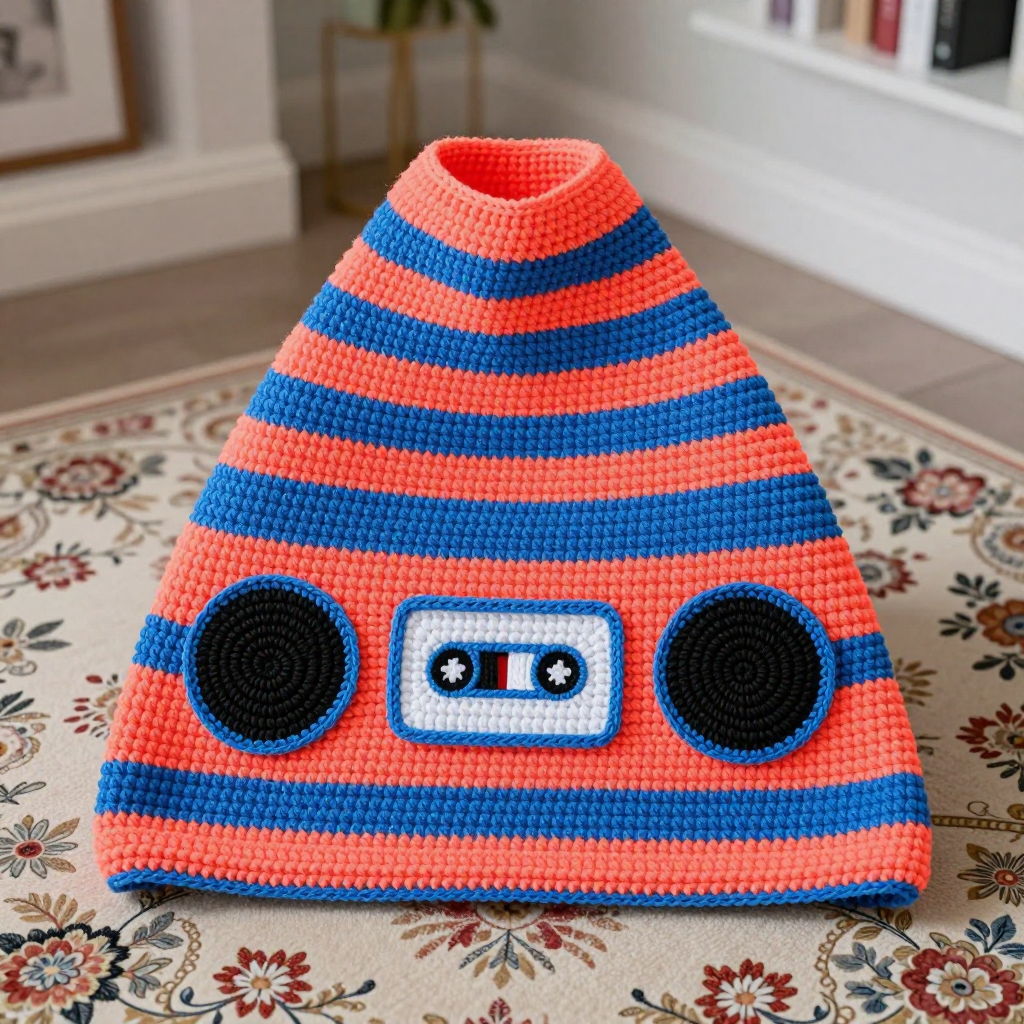Bubblegum Tape Deck Cocoon: Free Crochet Boombox Baby Cocoon Pattern