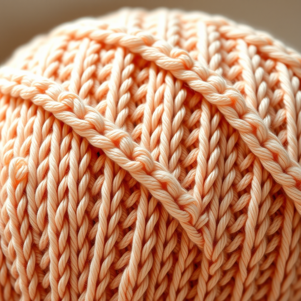 Chunky Peach Ribbed Knit Beanie
