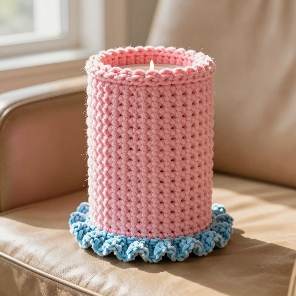 Petal Ruffle Candle Cozy Free Crochet Pattern