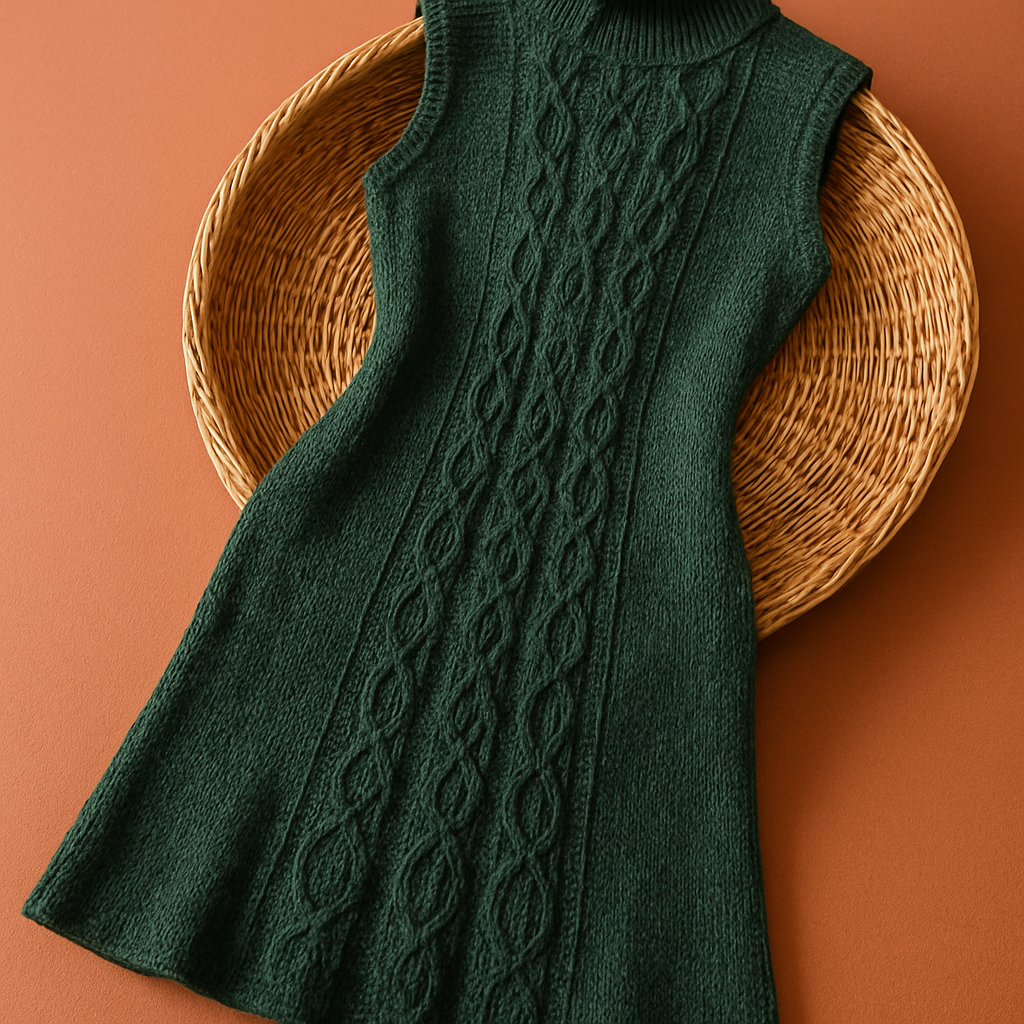 Moonlit Meadow Turtleneck Knit Dress Free Pattern