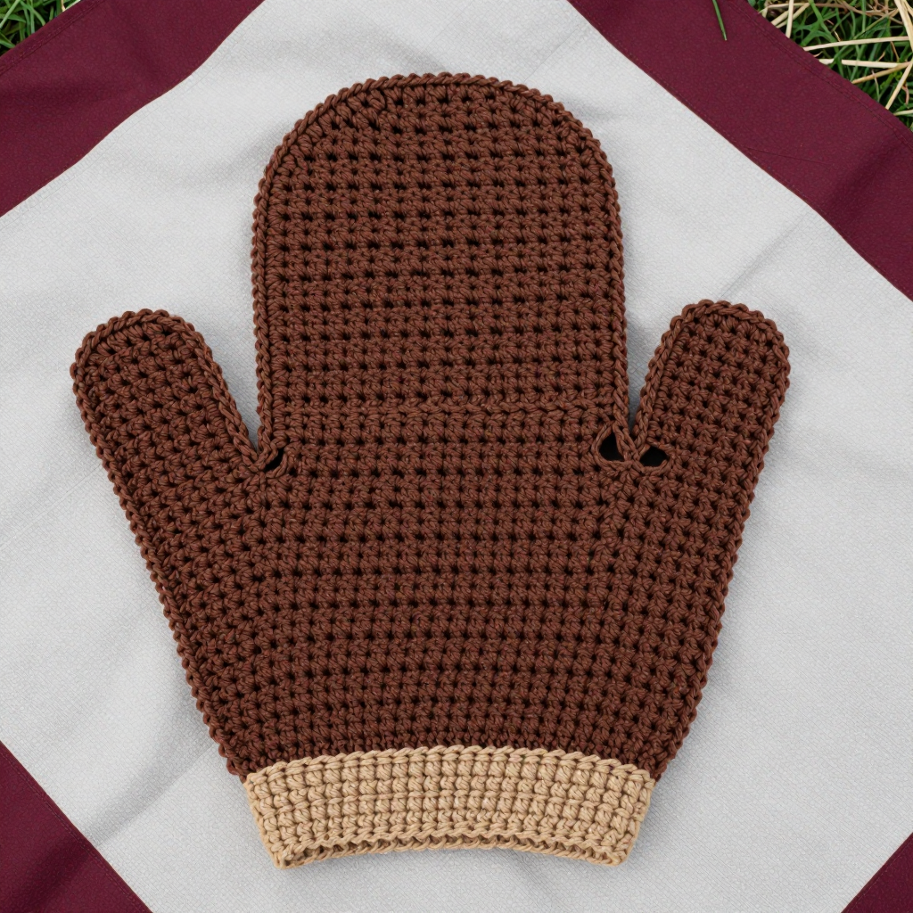 Leather-Bound Crochet Bath Mitt Free Pattern