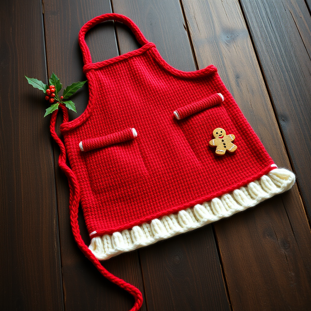 Jolly Elf Kitchen Apron Free Pattern – Knit a Festive Santa's Helper Apron