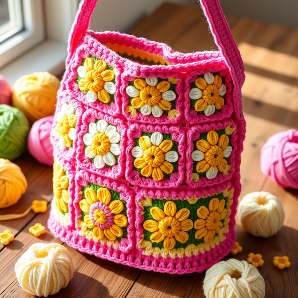 The Retro Daisy Granny Square Bag Free Pattern