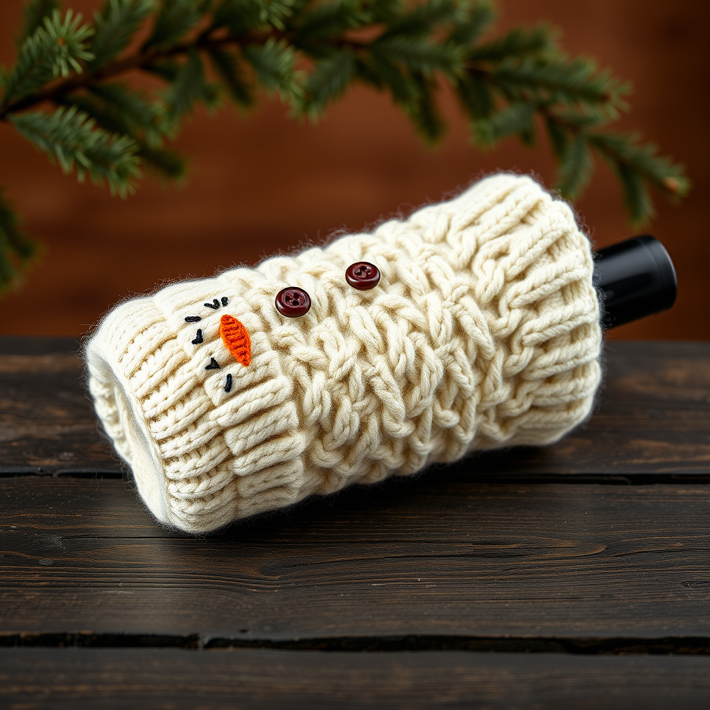 The Frost-Kissed Snowman Wine Cozy: A Free Knitting Pattern for a Textured, Festive Bottle Cover
