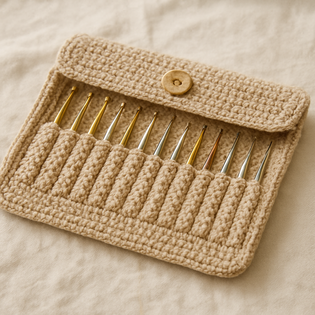 Crochet Elegant Striped Hook Holder with Textured Stitch Detail Free Pattern