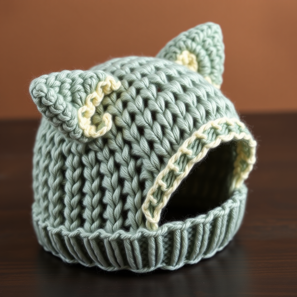 The Whiskered Moonbeam Bonnet: A Free Knitting Pattern for a Textured, Lace-Trimmed Cat Ears Baby Hat