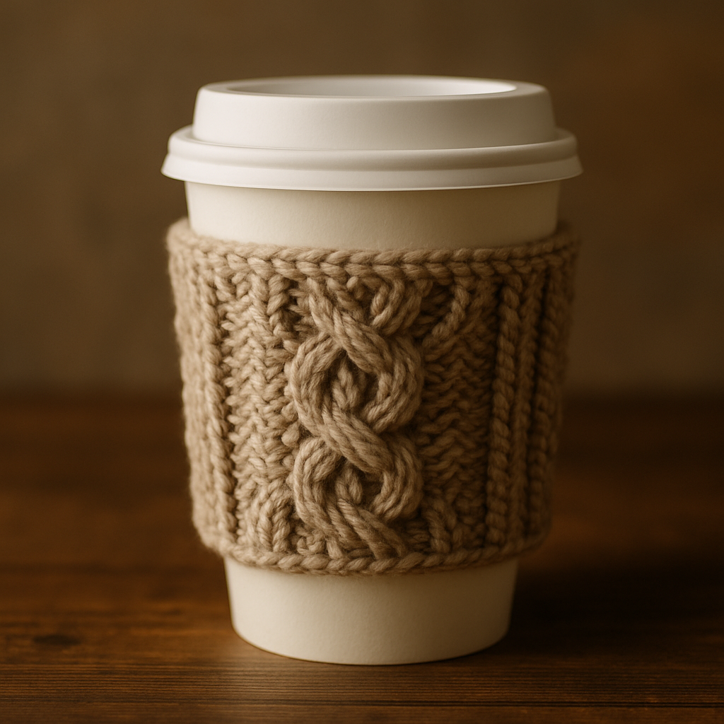 Crochet Textured Twisted Vines Coffee Cozy Free Pattern