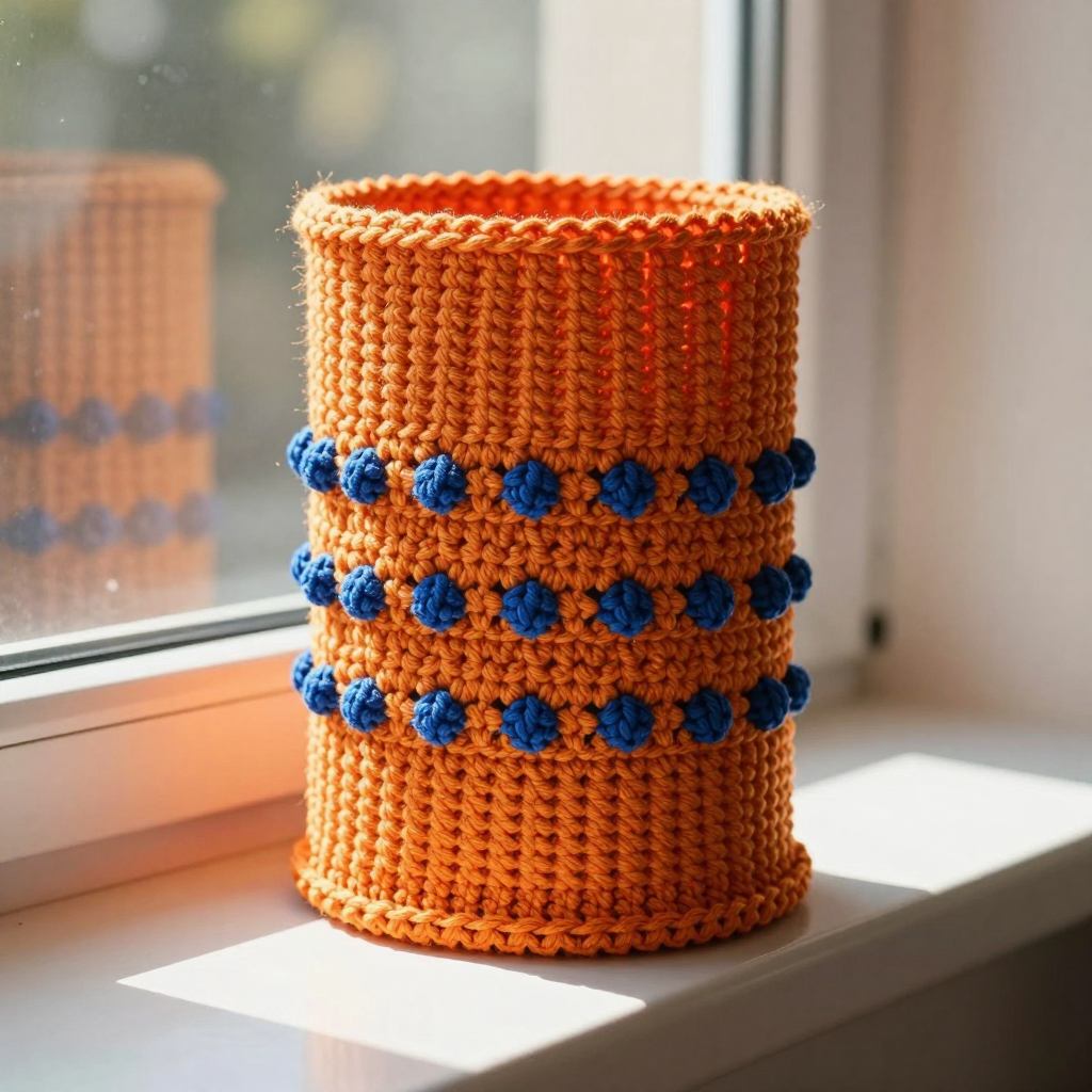 Orange Hexagon Stand Collar: Free Crochet Pattern