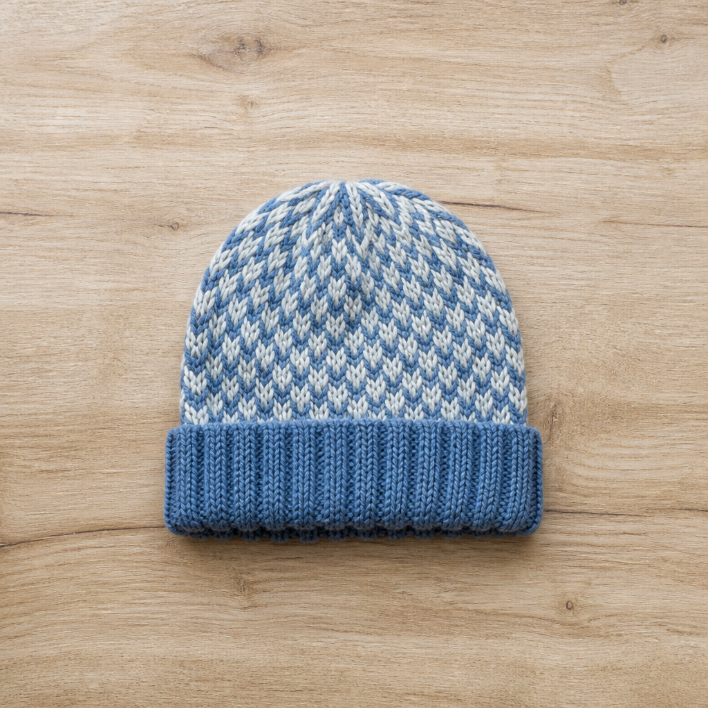 Knitting Classic Blue Fair Isle Beanie Free Pattern