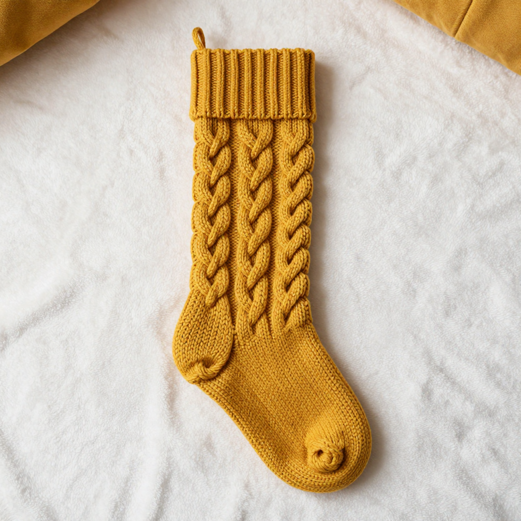 Fall Wreath Cable Stocking Free Knit Pattern