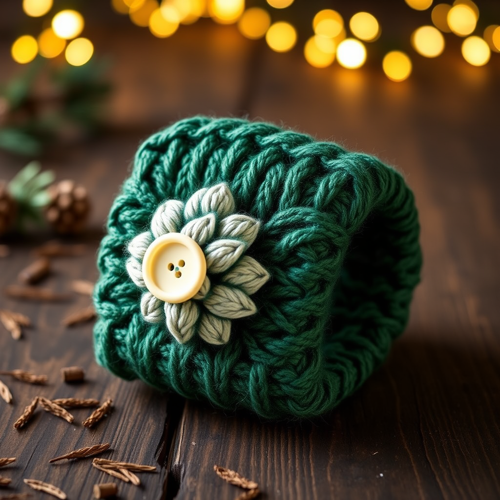 Frosted Pinecone Napkin Ring Free Pattern – Textured Knit Holiday Accent