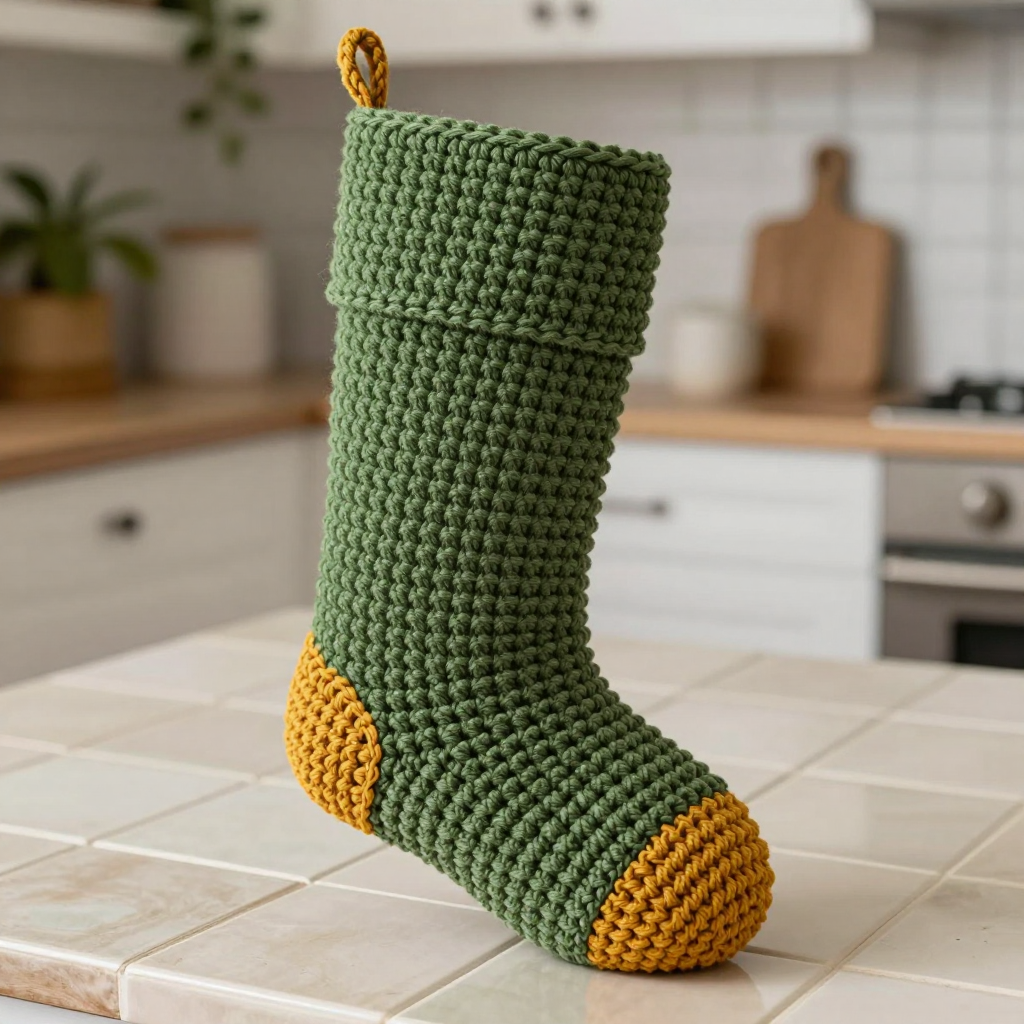 Ochre Toe-Cap Utility Stocking Free Crochet Pattern