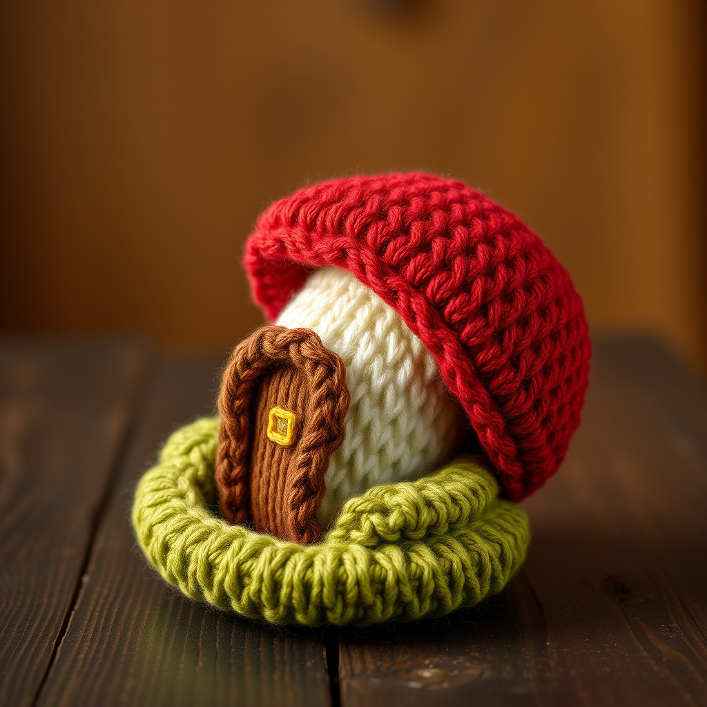 The Mossy Gnome Home Free Pattern – Knit a Whimsical Mushroom Cottage Amigurumi