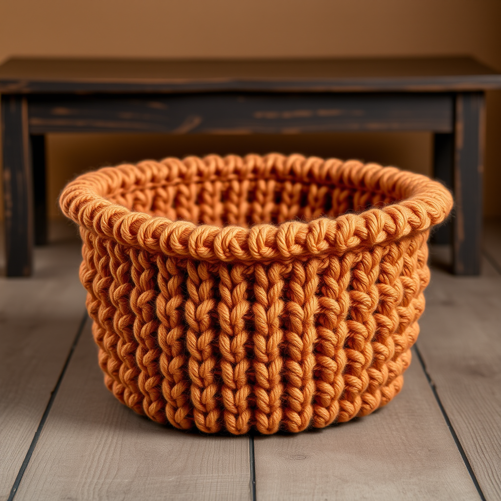 The Woven Harvest Basket Free Pattern – Knit a Chunky Textured Storage Basket