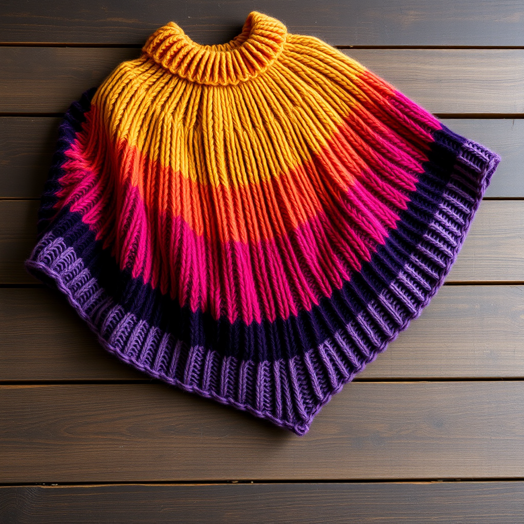 Solar Flare Poncho Free Pattern – A Knitted Gradient Sunset Wrap