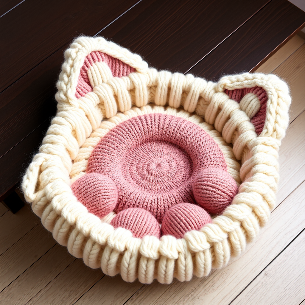 Whisker Haven Cat Bed Cozy Free Pattern – Knit a Plush Feline Hideaway