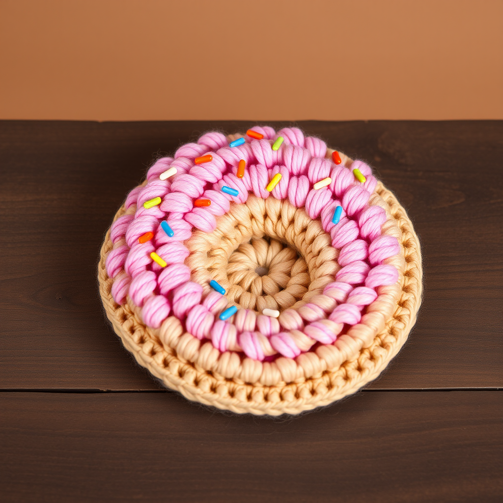 Sprinkle Donut Hot Pad Free Pattern – Playful Crochet Trivet with Frosting Texture
