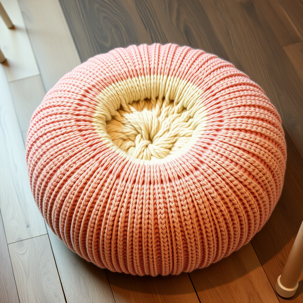 Aurora Drift Cloud Pouf Free Pattern – A Knitted Ombre Floor Cushion