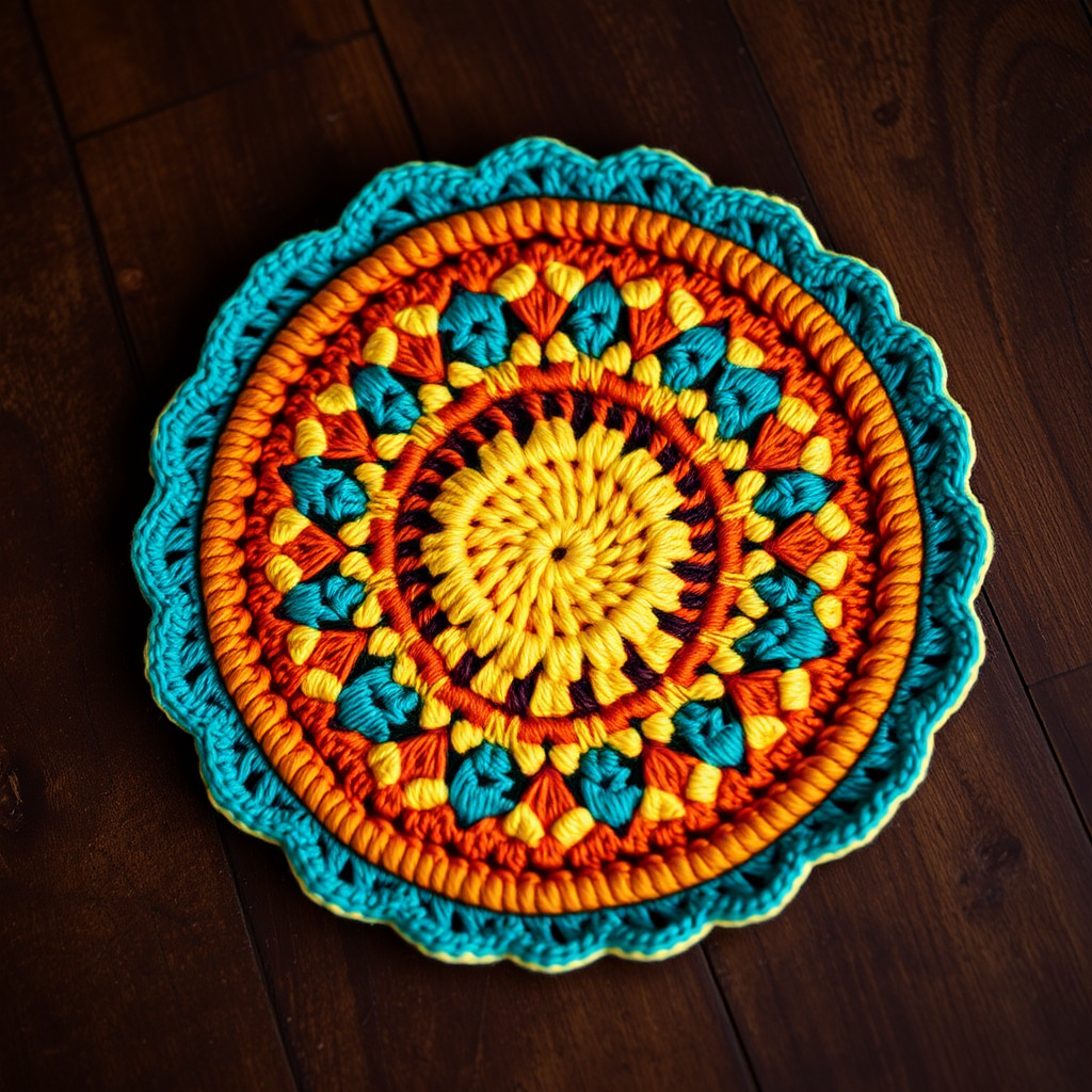 Free Pattern: The Geometric Aztec Sun Potholder