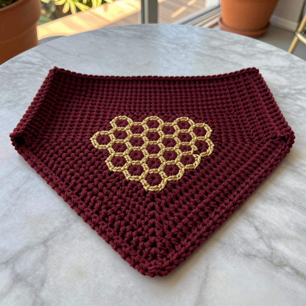Honeycomb Charm Crochet Square Bandana Free Pattern for Small Dogs