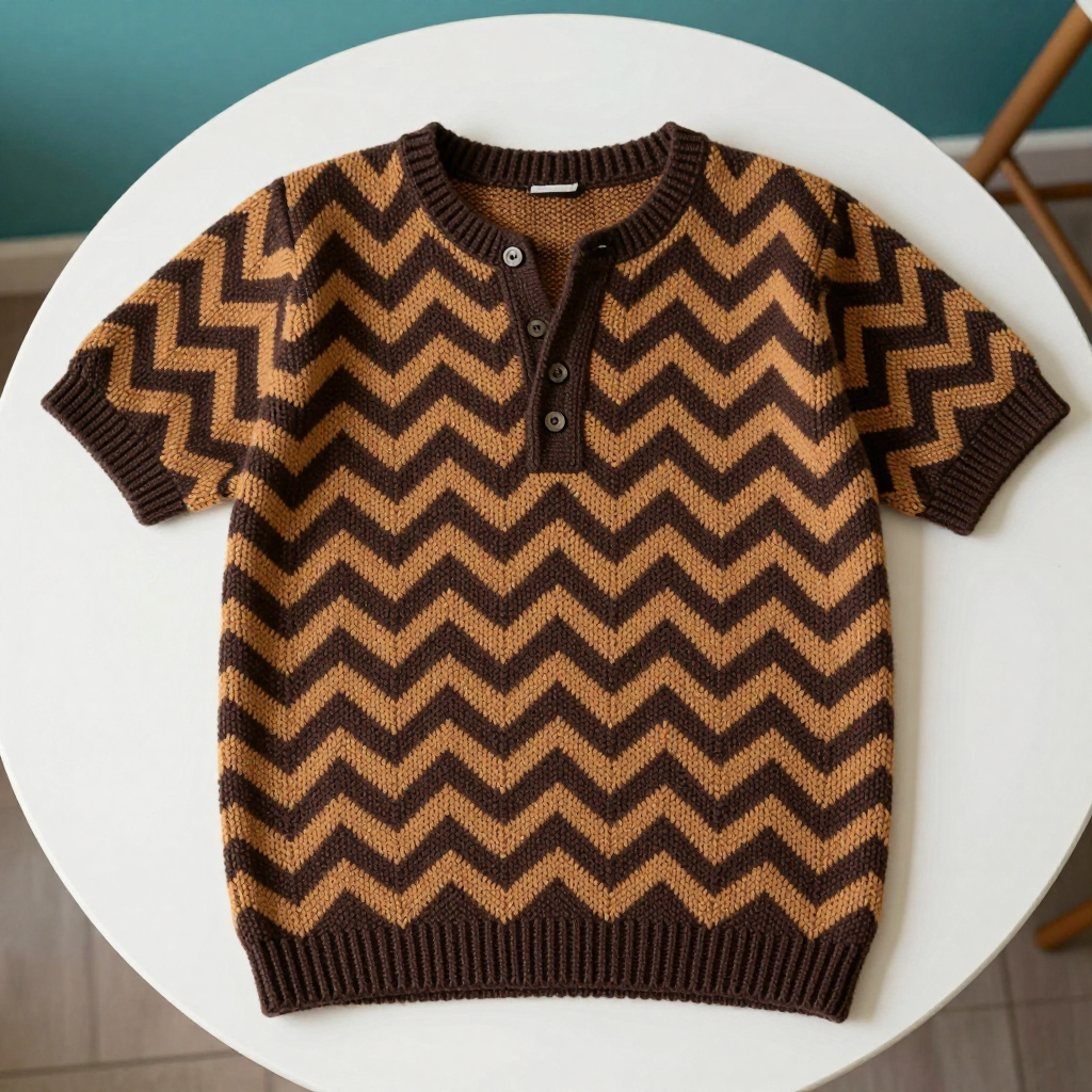 Field Row Chevron Henley Tee Free Pattern: A Knit Mohair-Silk Farmhouse Top