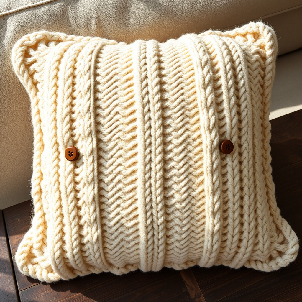 Whispering Willow Buttoned Pillow Free Pattern – Knit a Textured Heirloom Cushion