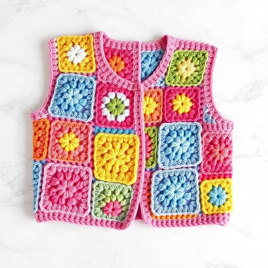 Viral Crochet Granny Square Vest Free Pattern