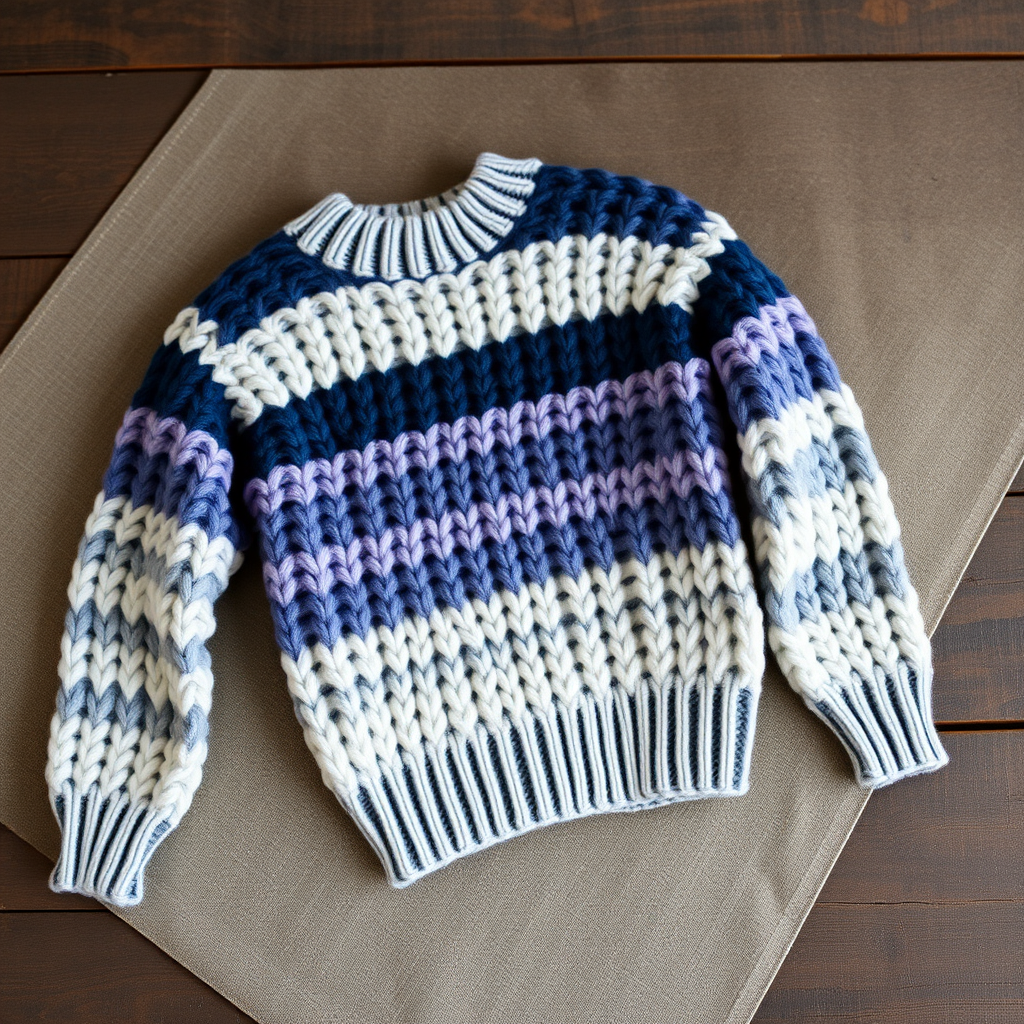 Celestial Drift Lovers Knot Pullover Free Pattern – Knitted Striped Sweater