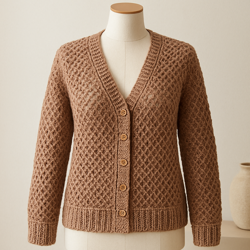 Crochet Cozy Textured V-Neck Cardigan with Buttons Free Pattern