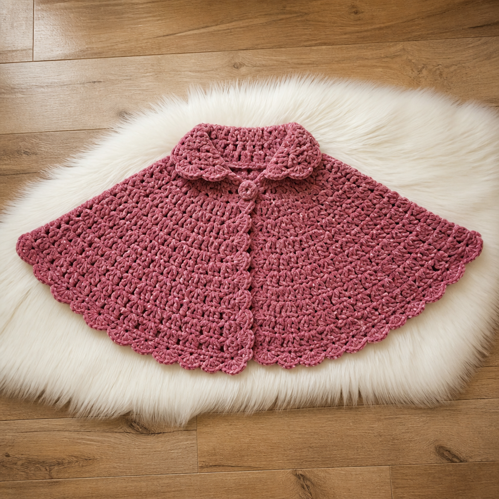 Crochet Velvety Scalloped Toddler Cape Free Pattern