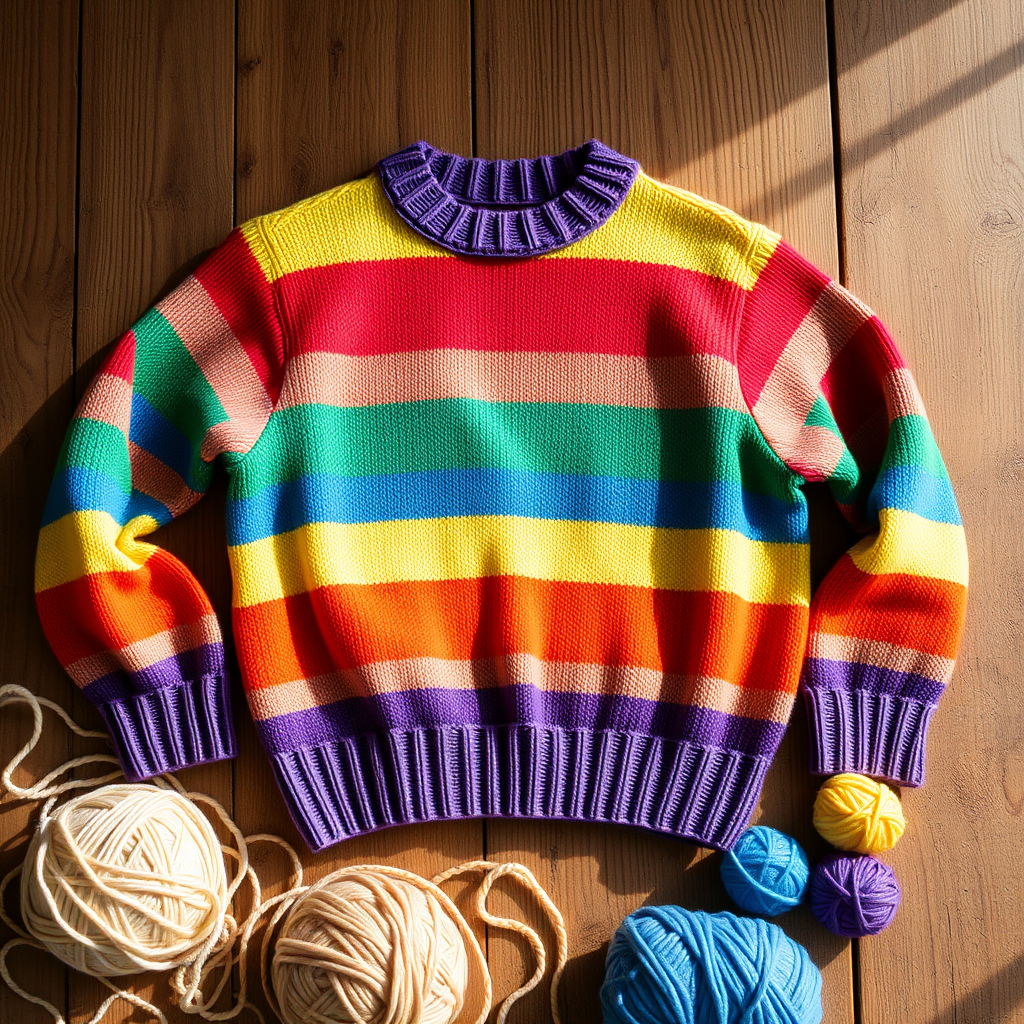 The Retro Rainbow Stripe Sweater Free Pattern