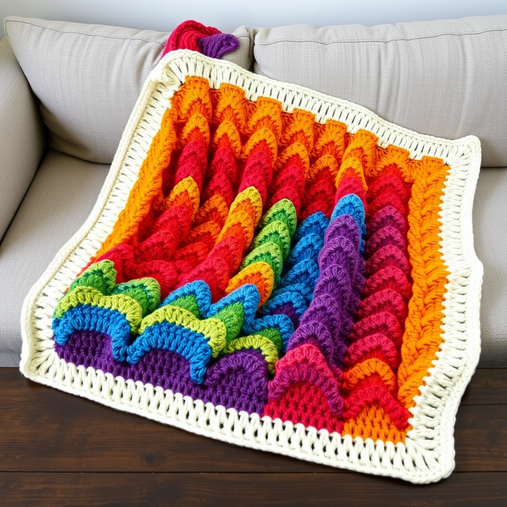 Prism Cascade Ripple Blanket Free Pattern – A Luminous Rainbow Throw