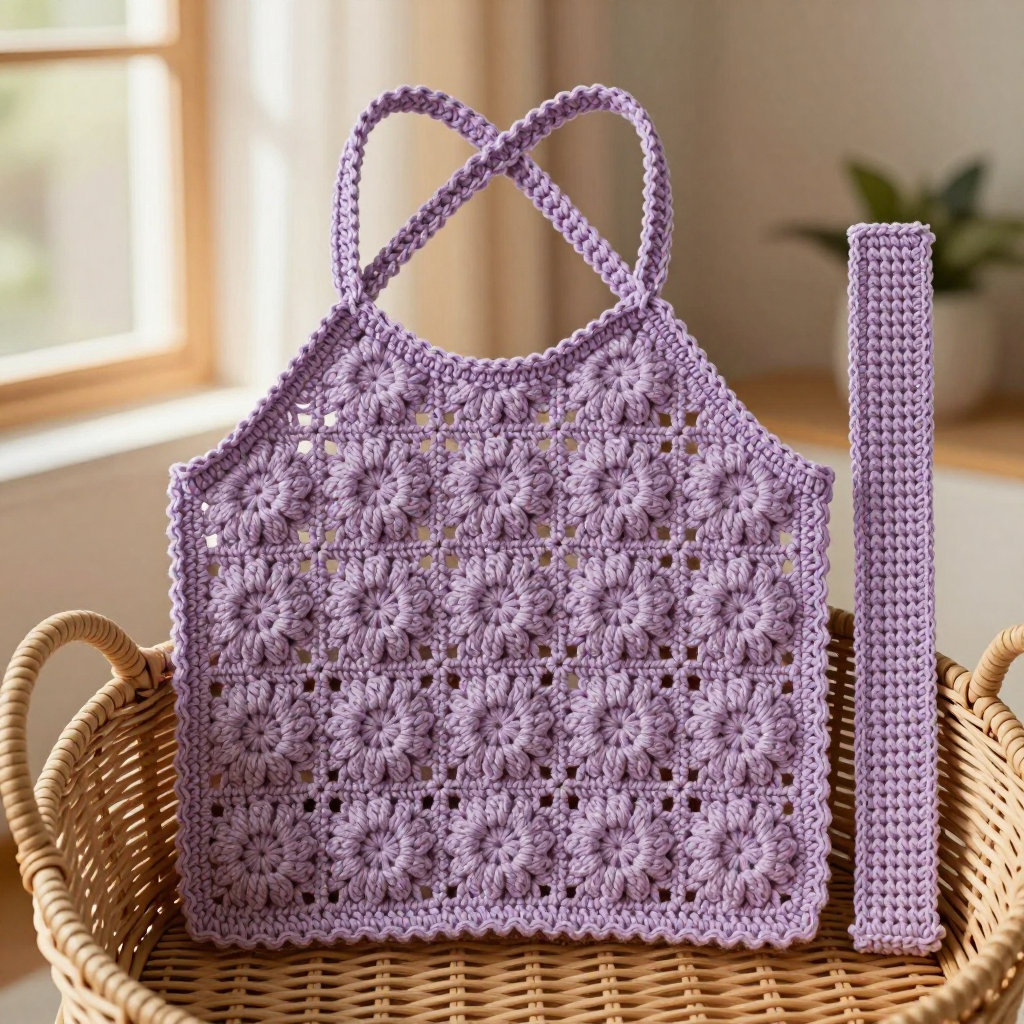 Four-Petal Motif Halter Bralette: Free Crochet Pattern