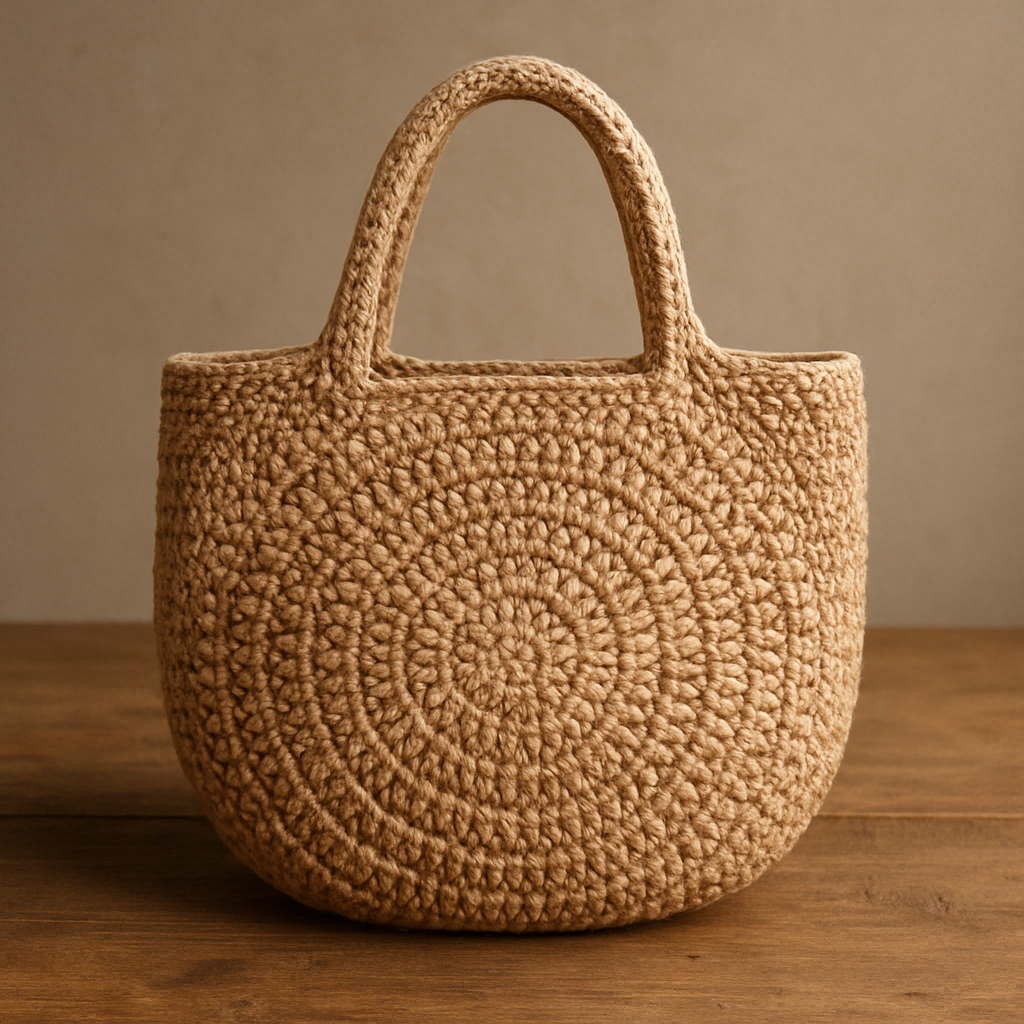 Crochet Stylish Textured Round Basket Tote Free Pattern