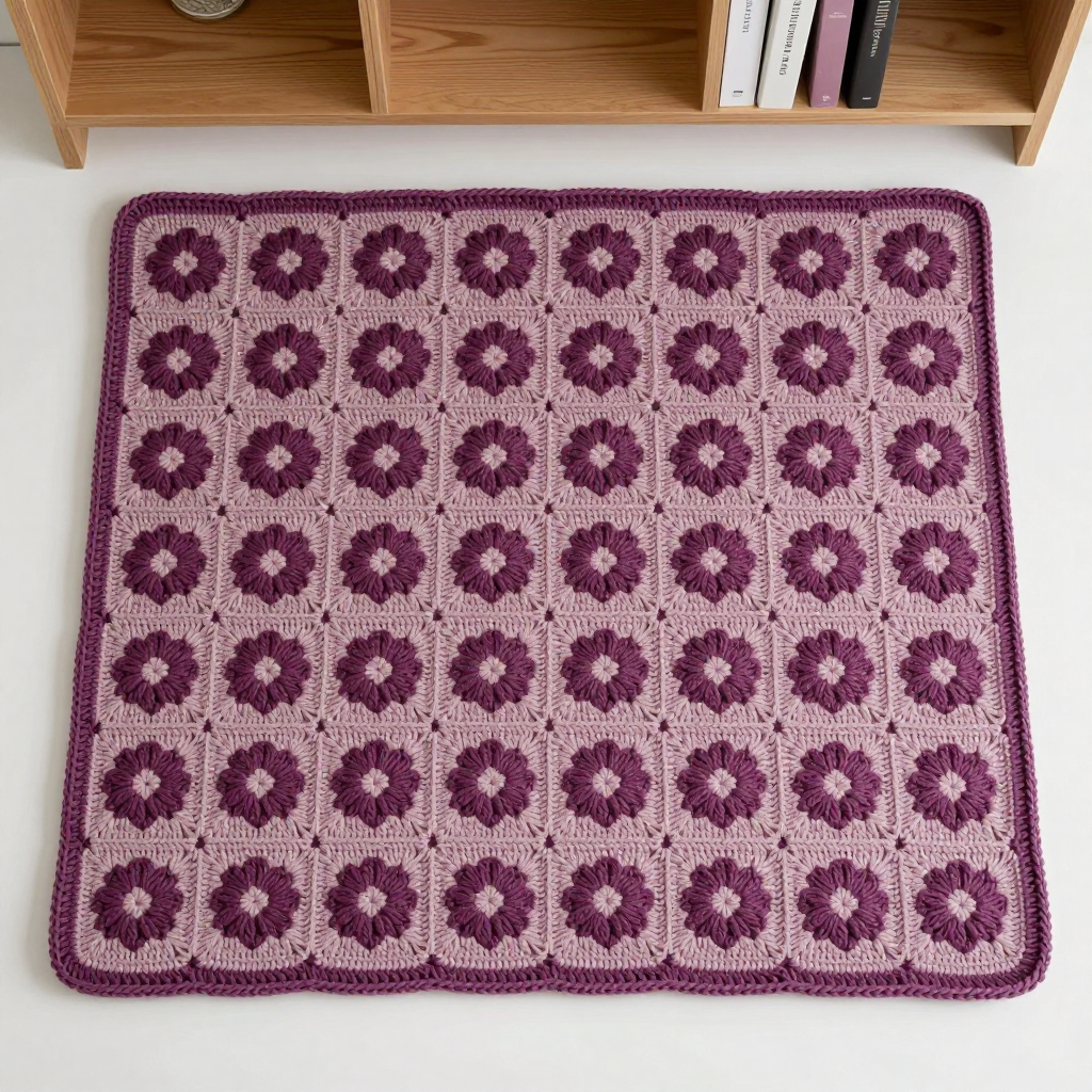 Tiny Floral Mosaic Crochet Pet Mat - Free Pattern