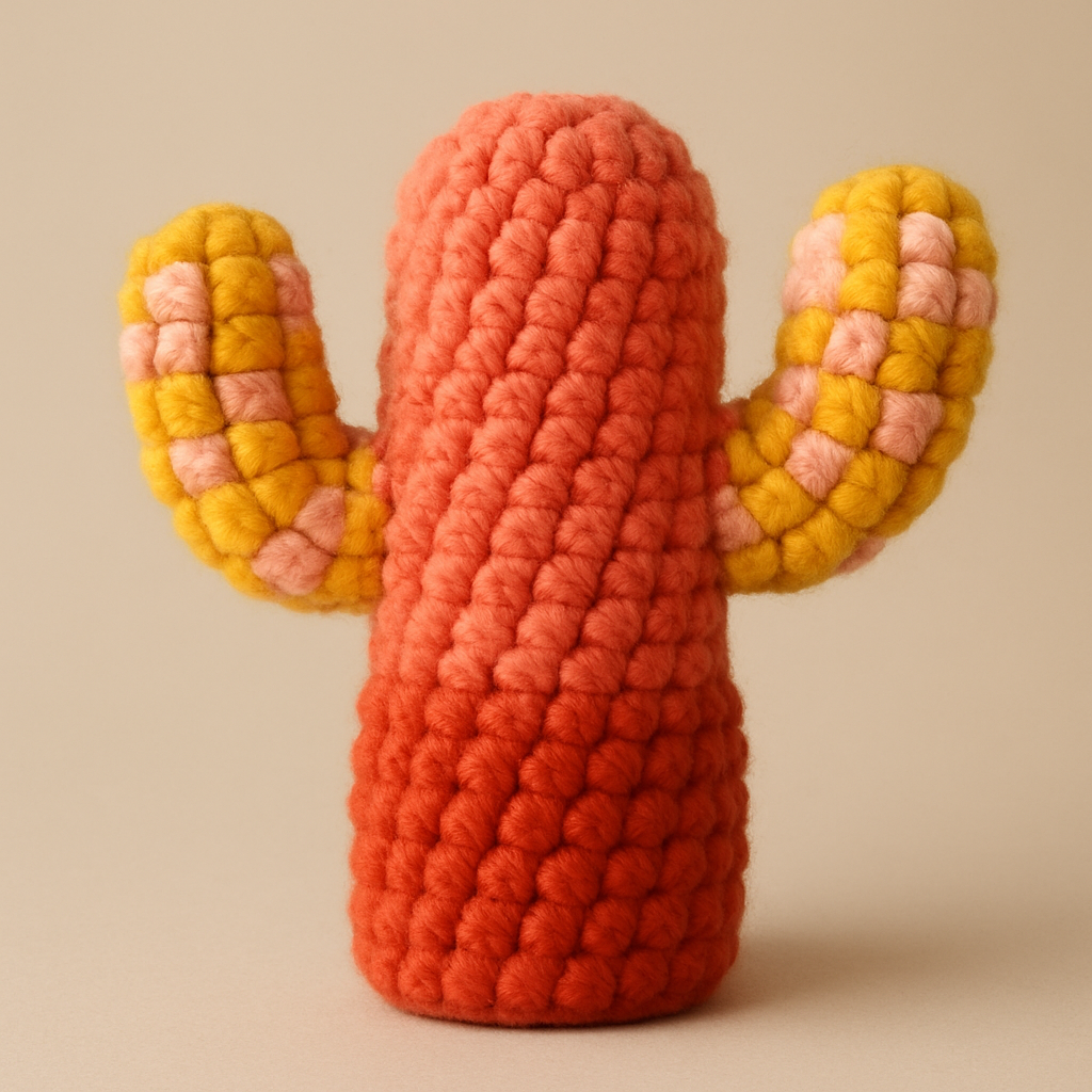 Free Pattern: Avant-Garde Chunky Checkered Sunset Amigurumi Cactus