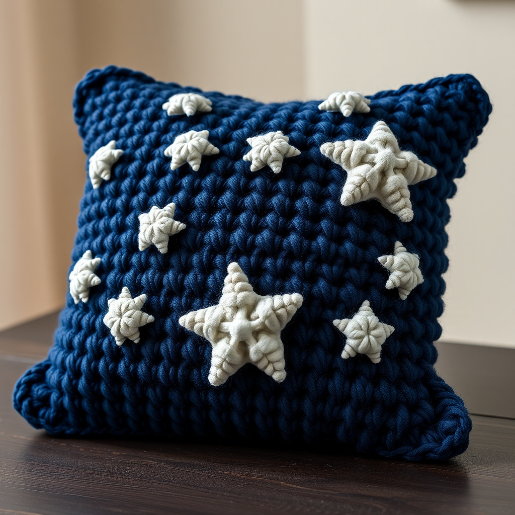Celestial Drift Cloud Pillow Free Pattern – Knit a Dreamy Starry Night Cushion