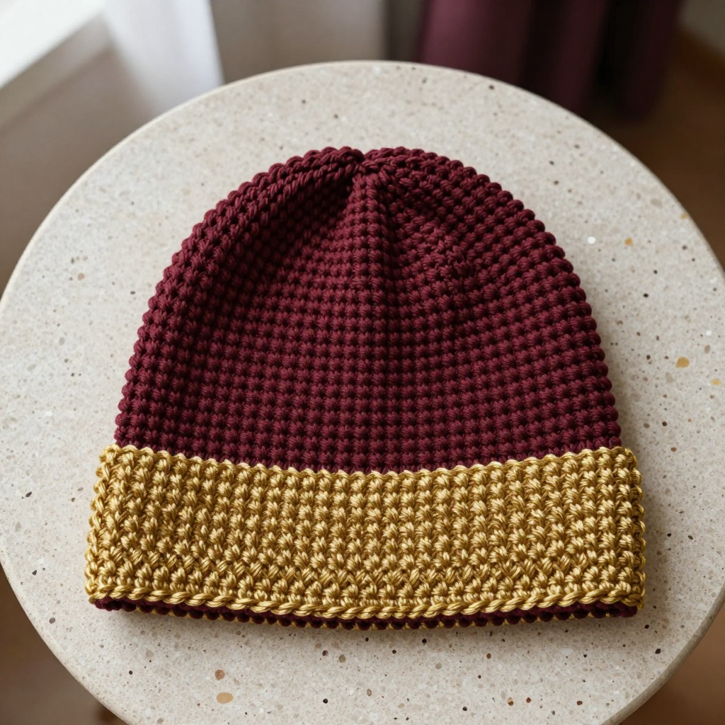 Gold Chevron Brim Beanie: Free Crochet Pattern