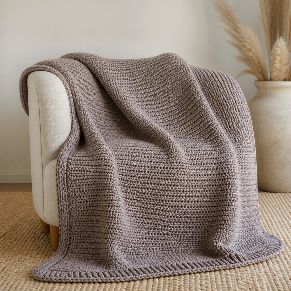 Crochet Simple Textured Taupe Blanket Free Pattern