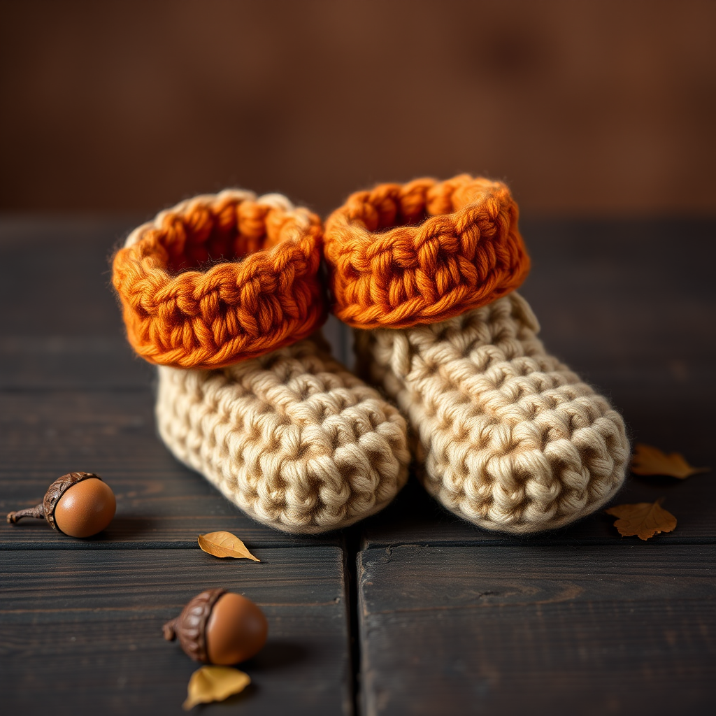 The Little Acorn Ankle Boots: A Free Crochet Pattern for Textured, Woodland-Inspired Baby Moccasins