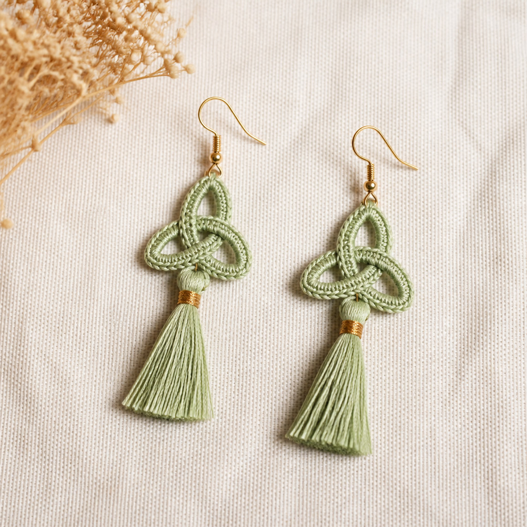 Crochet Elegant Celtic Knot Tassel Earrings Free Pattern
