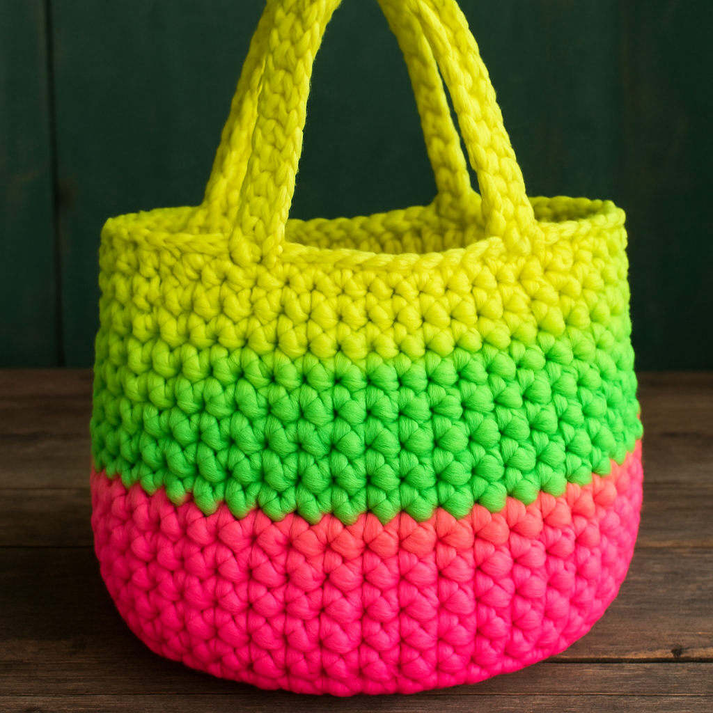 Boho Chic Neon Chunky Tote - Free Pattern