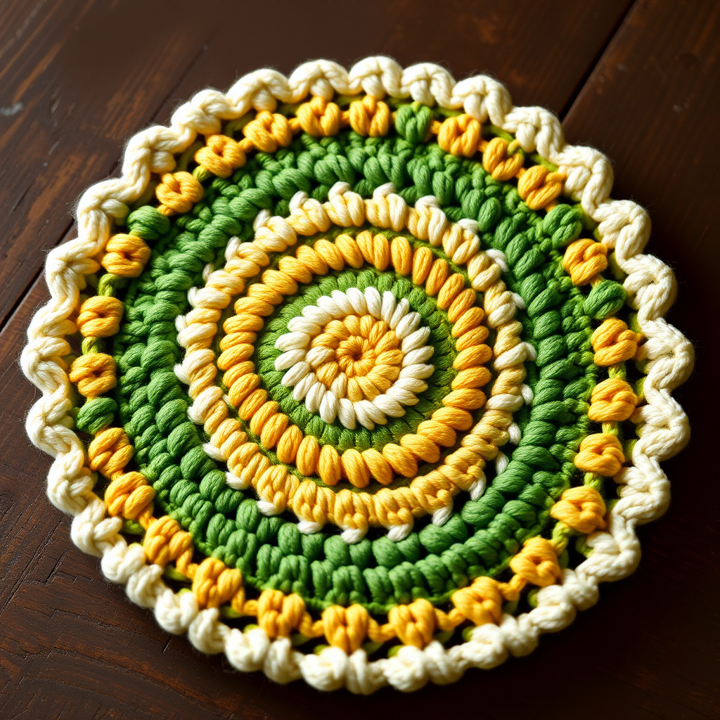 Sunlit Meadow Mandala Crochet Flat Circle Free Pattern