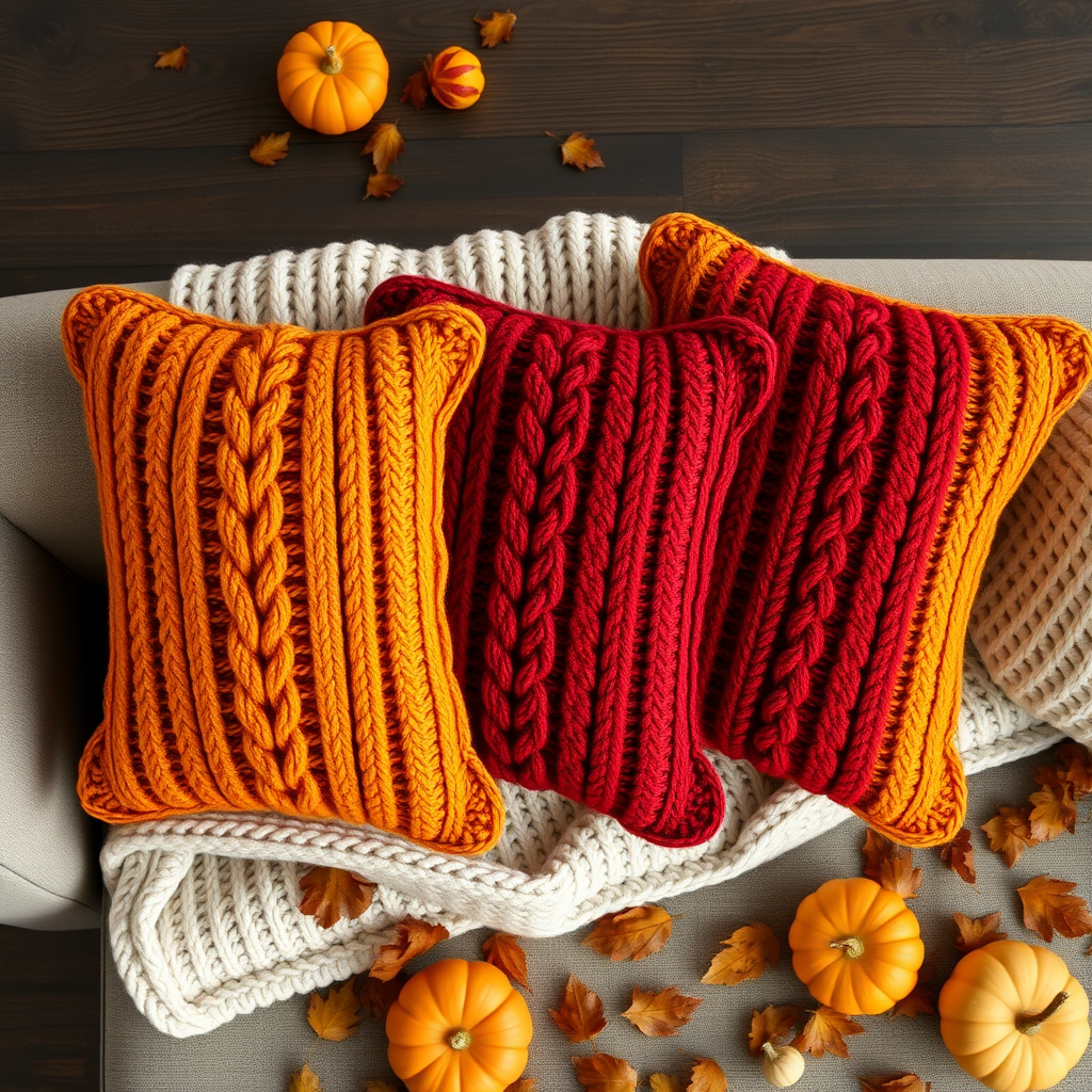 Harvest Hearth Cable Knit Pillow Trio Free Pattern – A Cozy Autumn Set