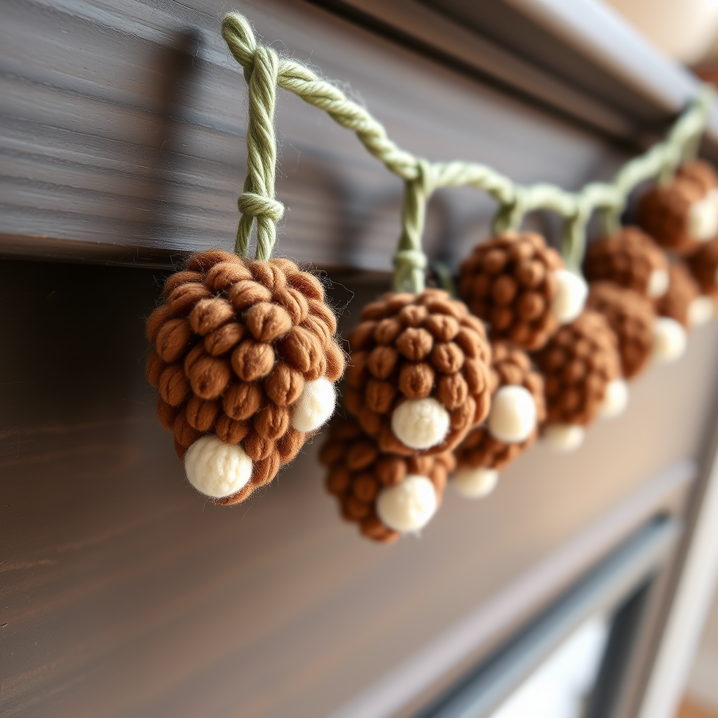 Frosted Pinecone Garland Free Pattern – Knit a Winter Woodland Charm